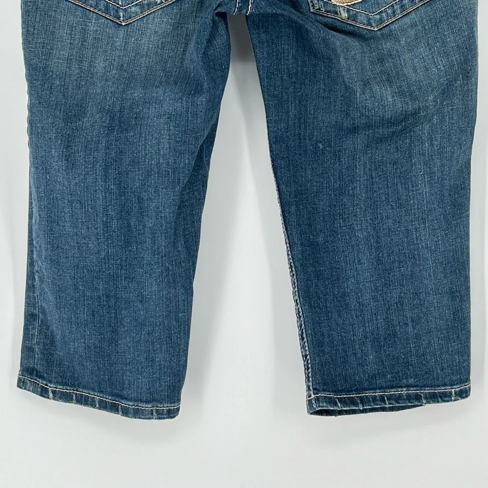 SEVEN7 DENIM RIPPED‎ LONG SHORTS TRADITIONAL 5 POCKET EMBROIDERY COTTON STRETCH